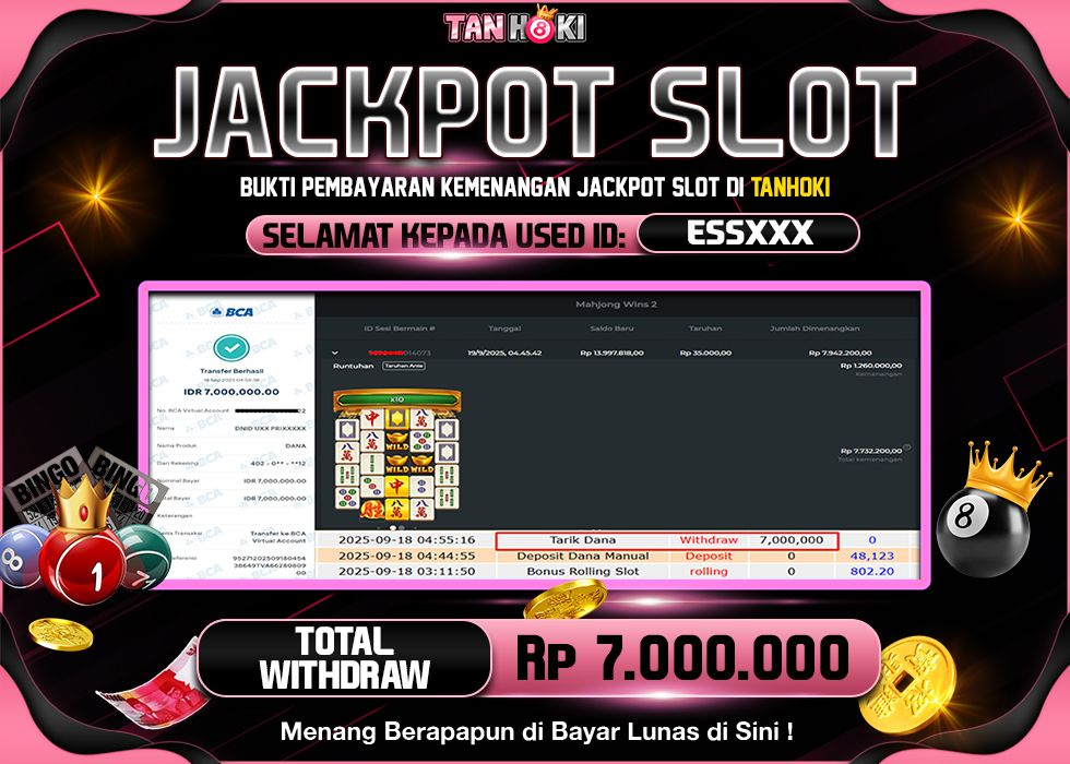 TANHOKI JACKPOT SLOT MAHJONG WINS 2 Rp.7.000.000,- LUNAS