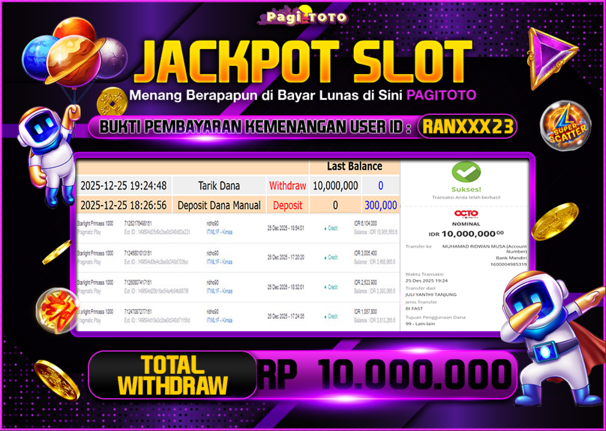 HAPPY JACKPOT MEMBER PAGITOTO SLOT STARLIGHT PRINCES 1000 Rp  10.000.000-, - LUNAS