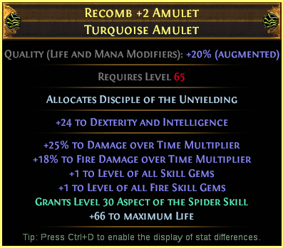 Example crafted Recomb +2 Amulet