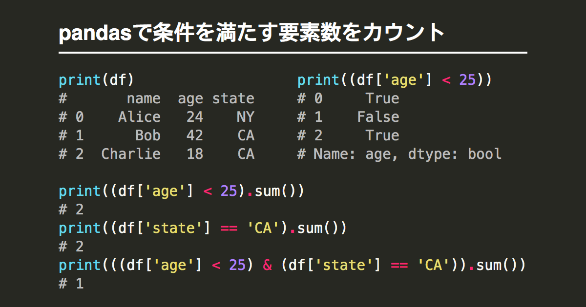 Pandasで特定の条件を満たす要素数をカウント 全体 行 列ごと Note Nkmk Me