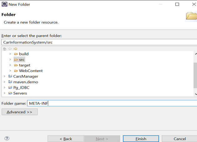 image shows the create folder window