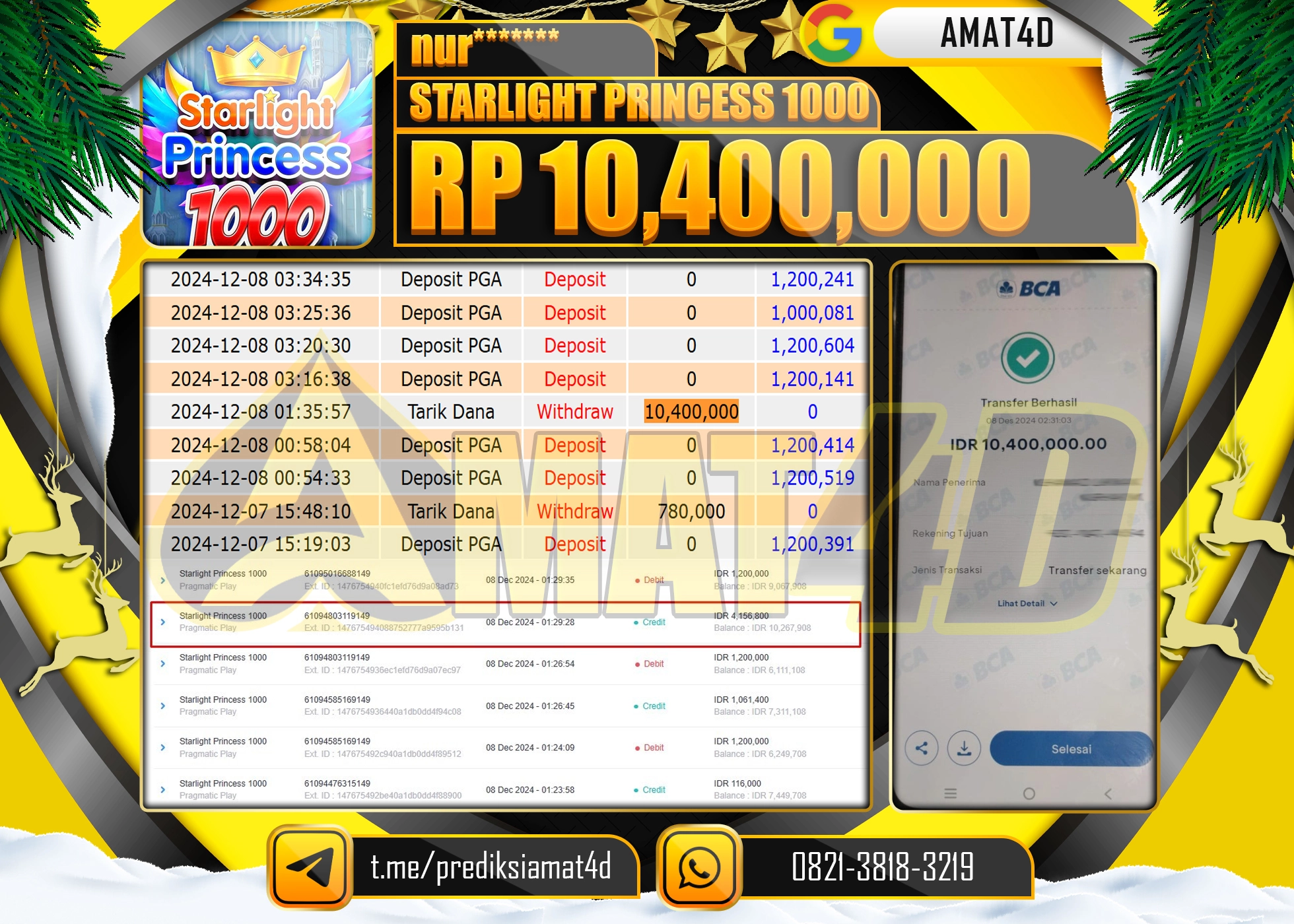 AMAT4D JACKPOT STARLIGHT PRINCESS 1000 Rp.10.400.000 BERHASIL DI BAYAR LUNAS