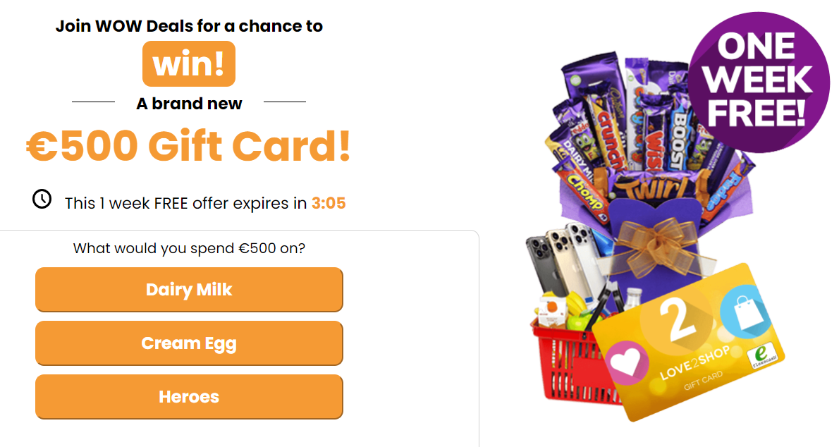 [PayPal] IE | Cadbury €500 Gift Card!