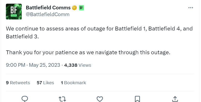 Battlefield 1, BF4, BF3 Servers Down and Experiencing Connectivity