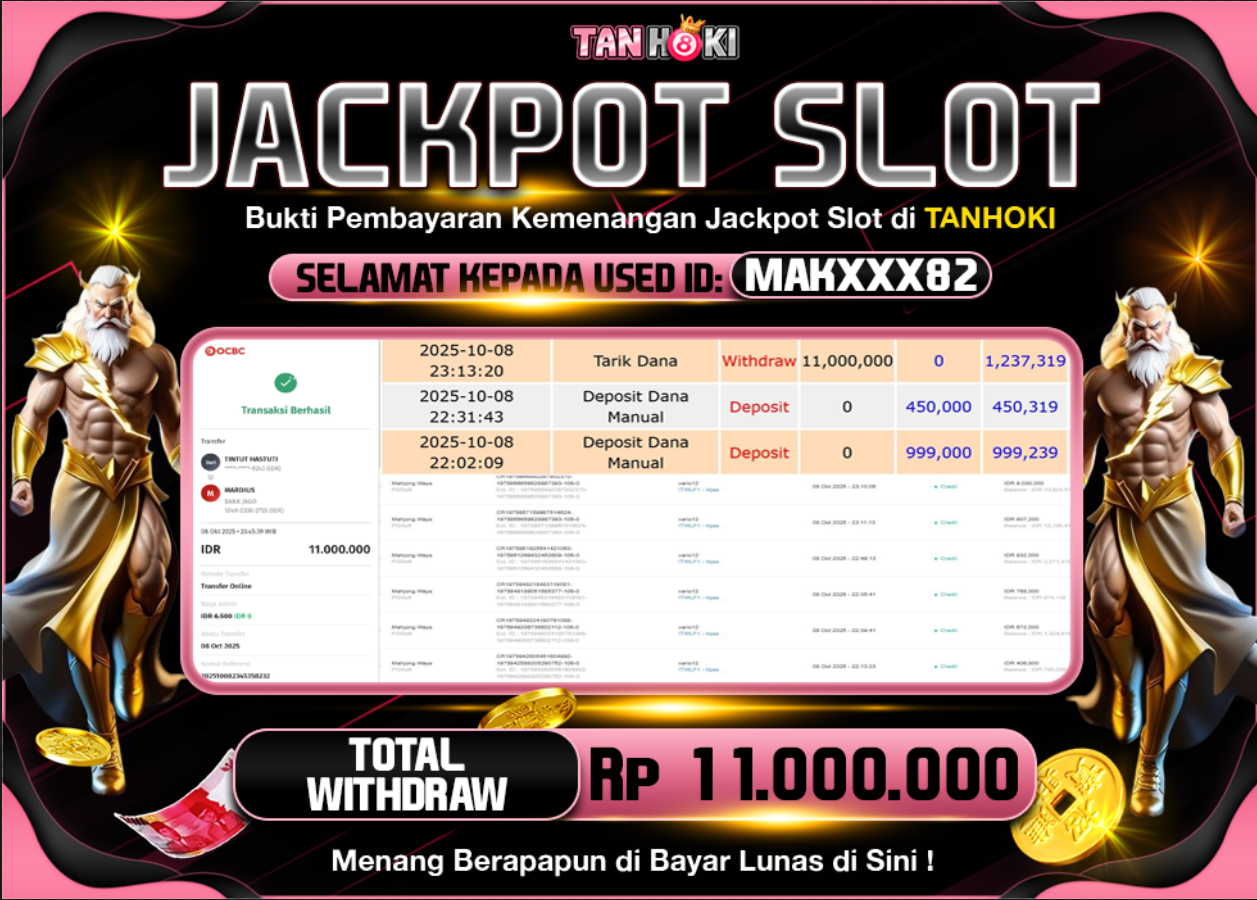 TANHOKI JACKPOT SLOT MAHJONG WAYS Rp.11.000.000,- LUNAS
