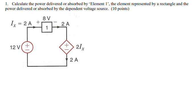 Solved 1. Calculate the power delivered or absorbed by | Chegg.com