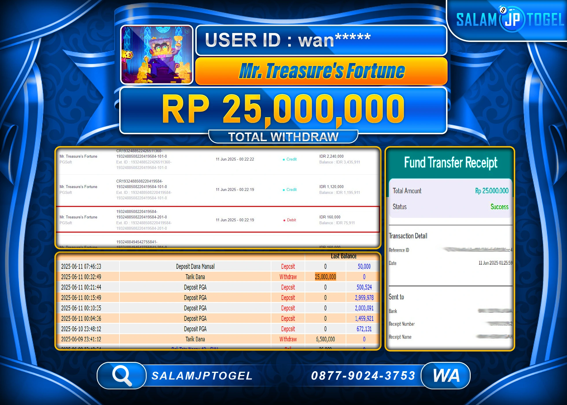 SALAMJPTOGEL MENANG MR.TREASURE'S FORTUNE Rp.25,000,000 LUNAS