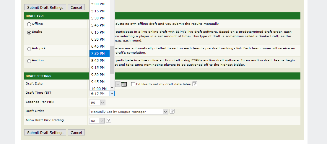 How to set autodraft settings ESPN League 