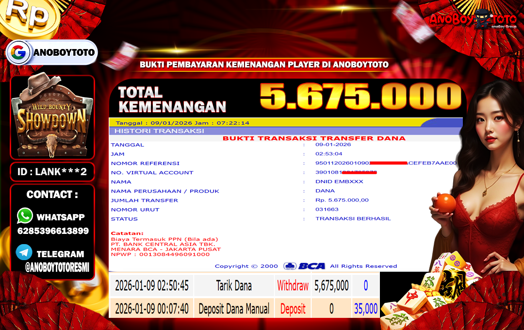 ANOBOYTOTO di Wild Bounty Showdown RP.5.675.000 LUNAS