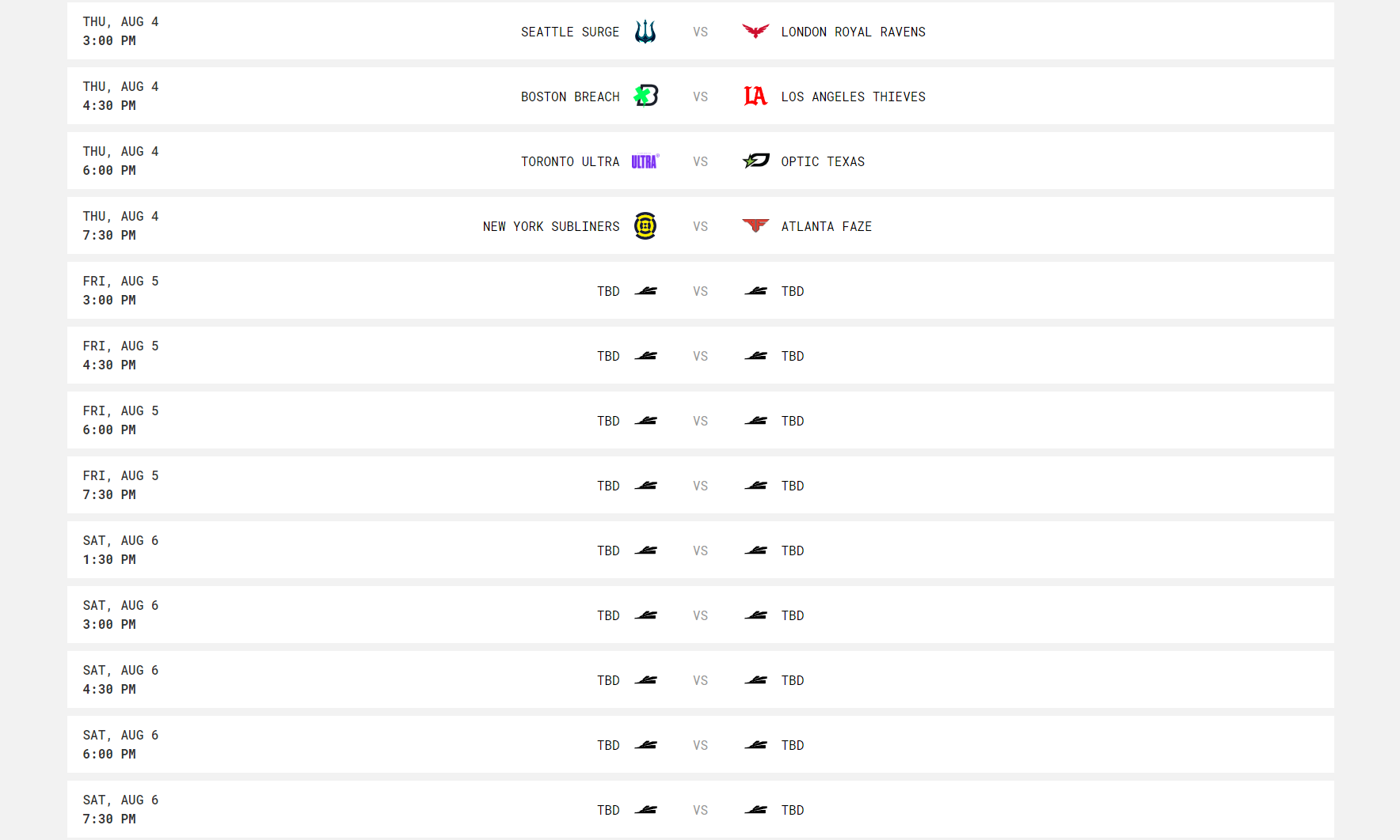 CDL Champs 2022 schedule 