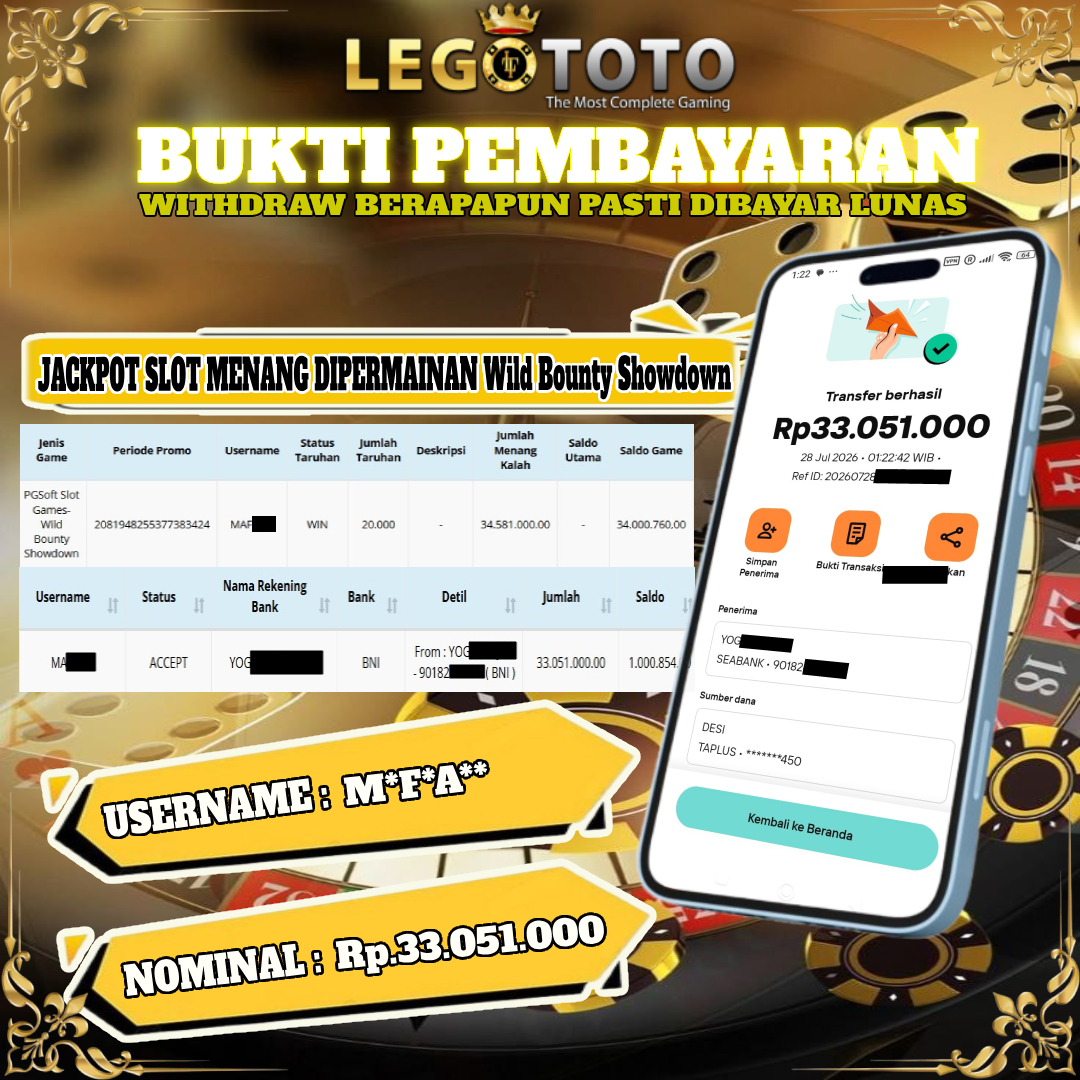  🏆 BUKTI KEMENANGAN MEMBER LEGOTOTO Wild Bounty Showdown 🏆