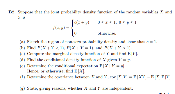 Solved B2. Suppose That The Joint Probability Density | Chegg.com