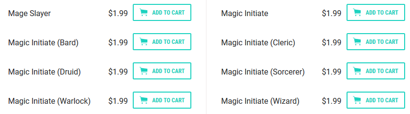 Magic Inititate Purchase Options