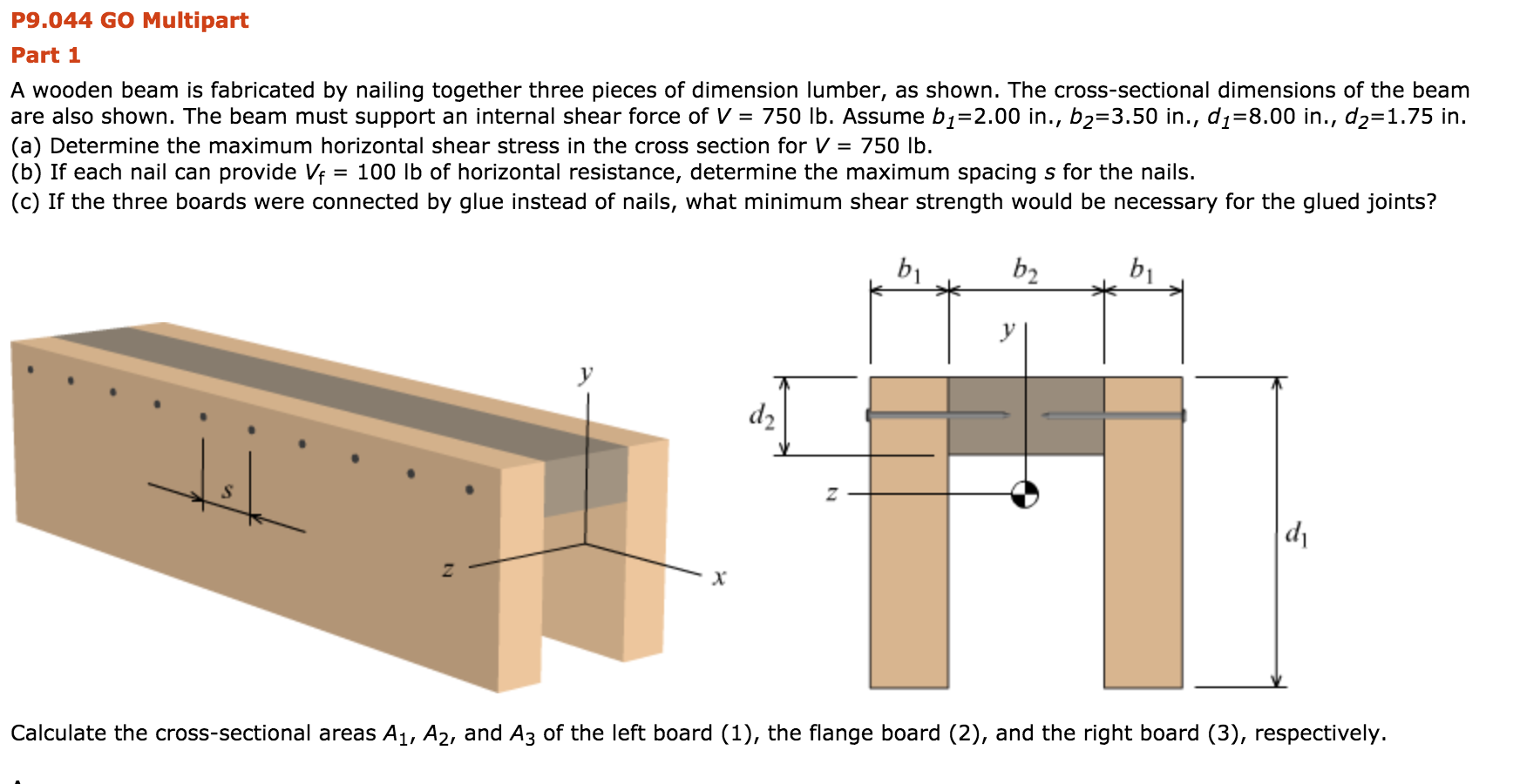 Determine org. Dimensions of a Beam. Box Section Beam. Connection of Section of a long Beam. Wood Beam.