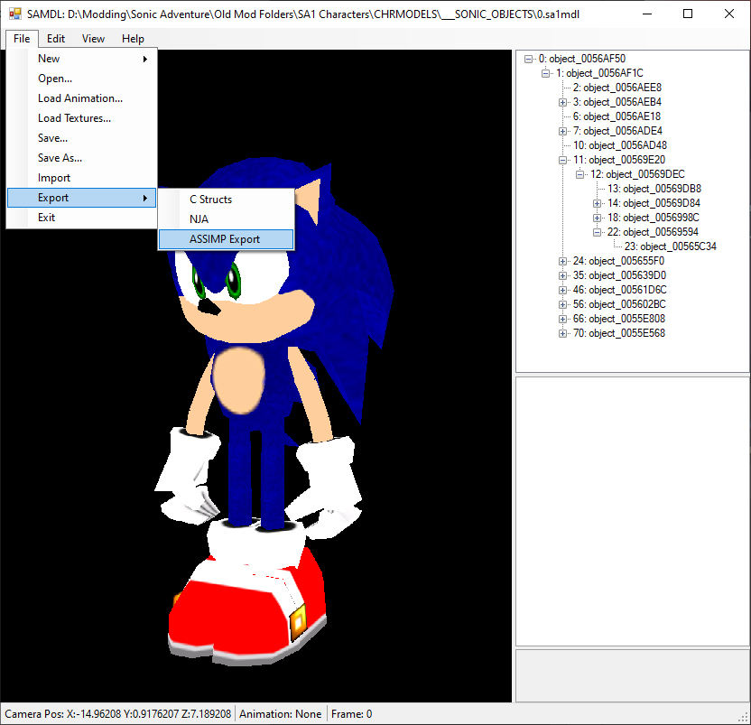 a model program for sanic with export options