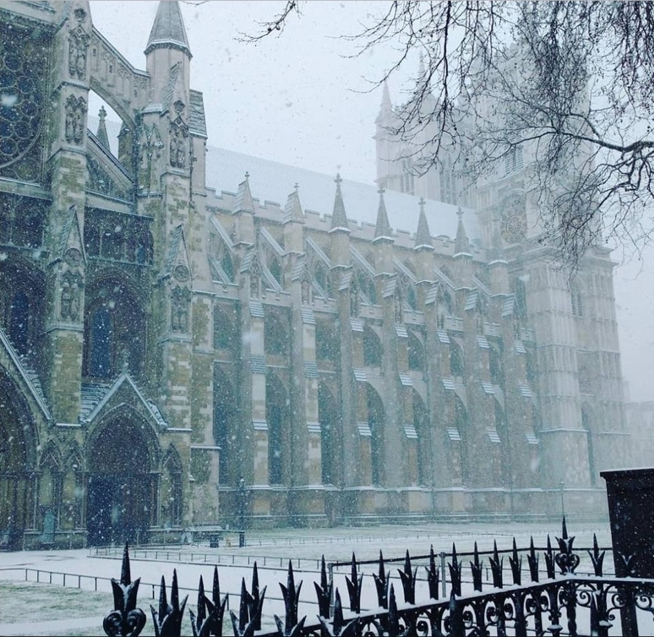 Westminster Abbey today in the snow evilbuildings