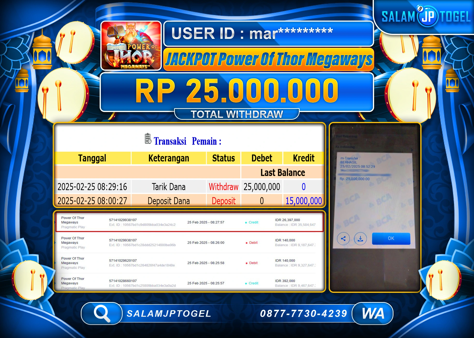 SALAMJPTOGEL WIN POWER OF THOR MEGAWAYS Rp. 25,000,000 LUNAS