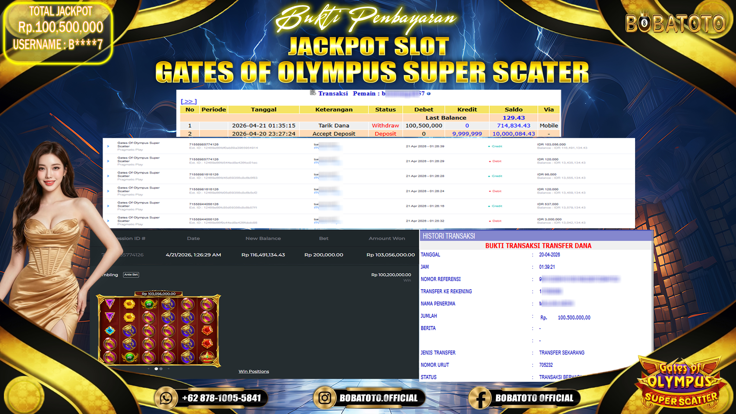 BOBATOTO JACKPOT SLOT GATES OF OLYMPUS SUPER SCATER PRAGMATIC PLAY  Rp.100,500,000,- LUNAS!!!