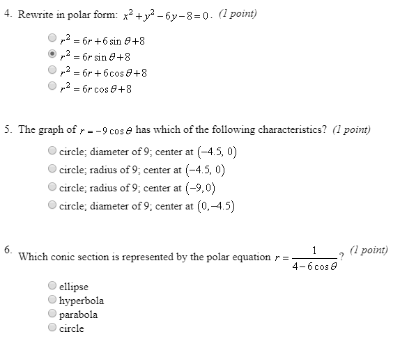 Solved 1 Point Given The Polar Coordinates 4 Which Of Chegg Com