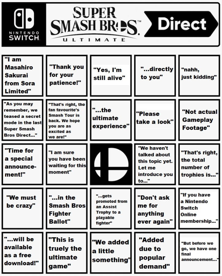 Nintendo direct bingo - Comic Studio