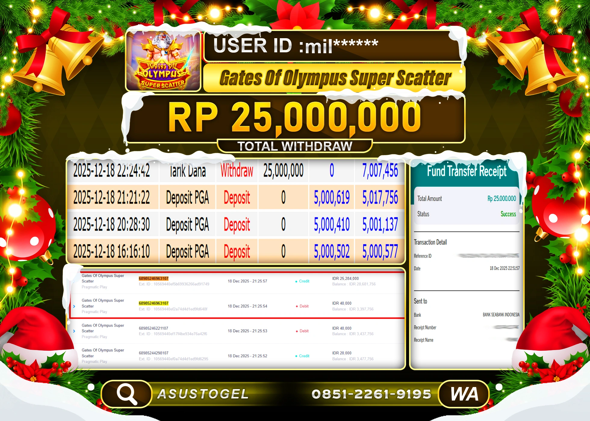 ASUSTOGEL KEMENANGAN DI GATES OF OLYMPUS SUPER SCATTER SEBESAR 25,000,000 - RUPIAH LUNAS