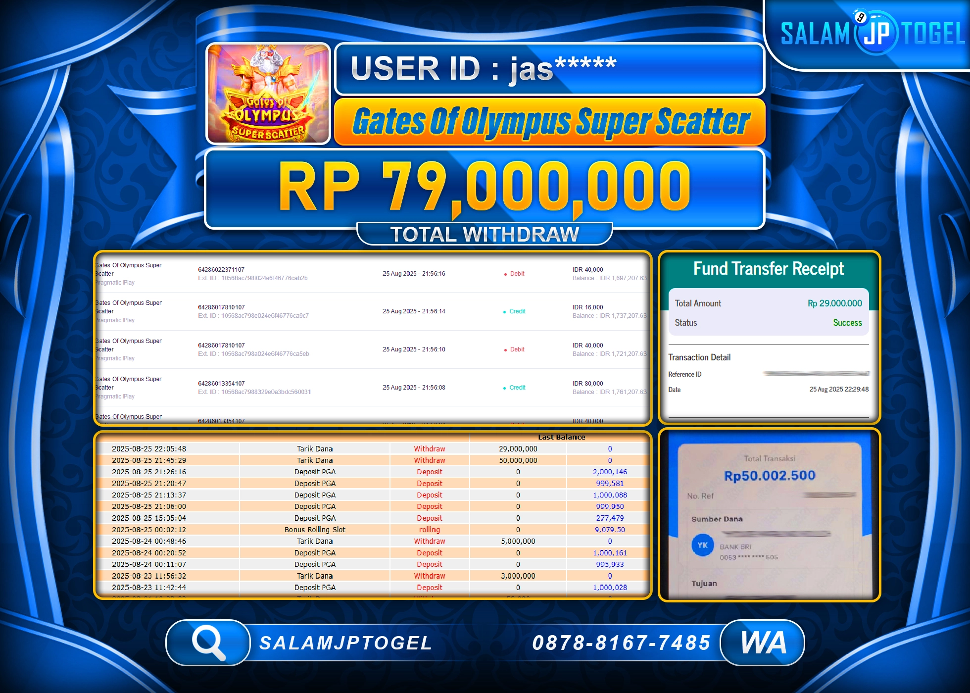 SALAMJPTOGEL MENANG Gates Of Olympus Super Scatter Rp.79,000,000