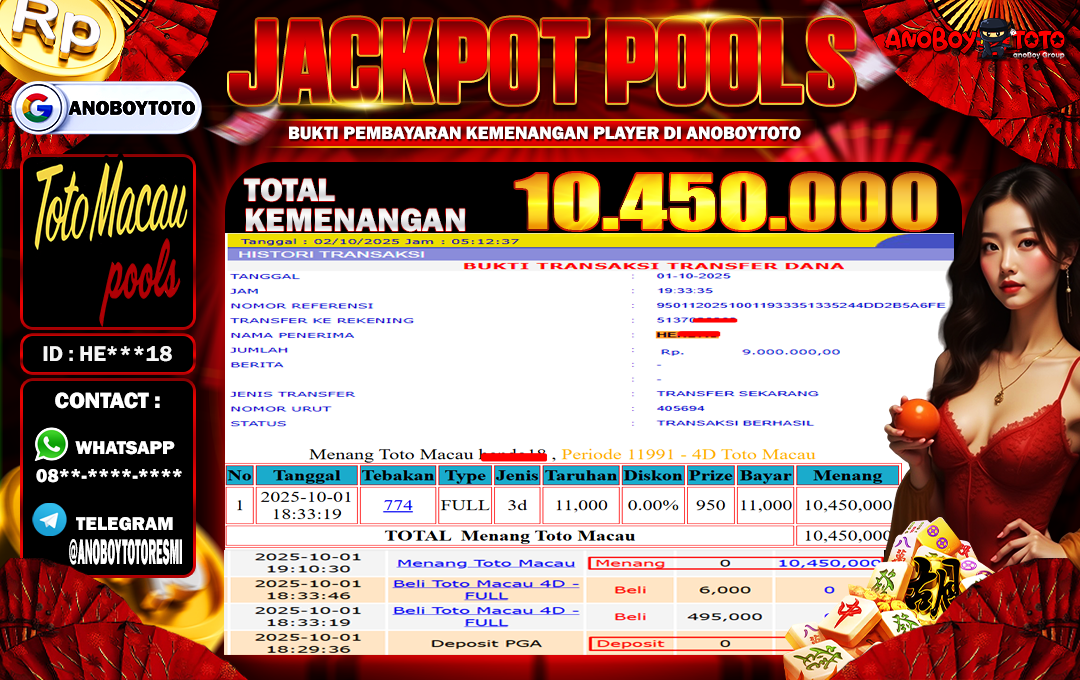 ANOBOYTOTO di Toto Macau 4D Season 3 RP.10.450.000 LUNAS