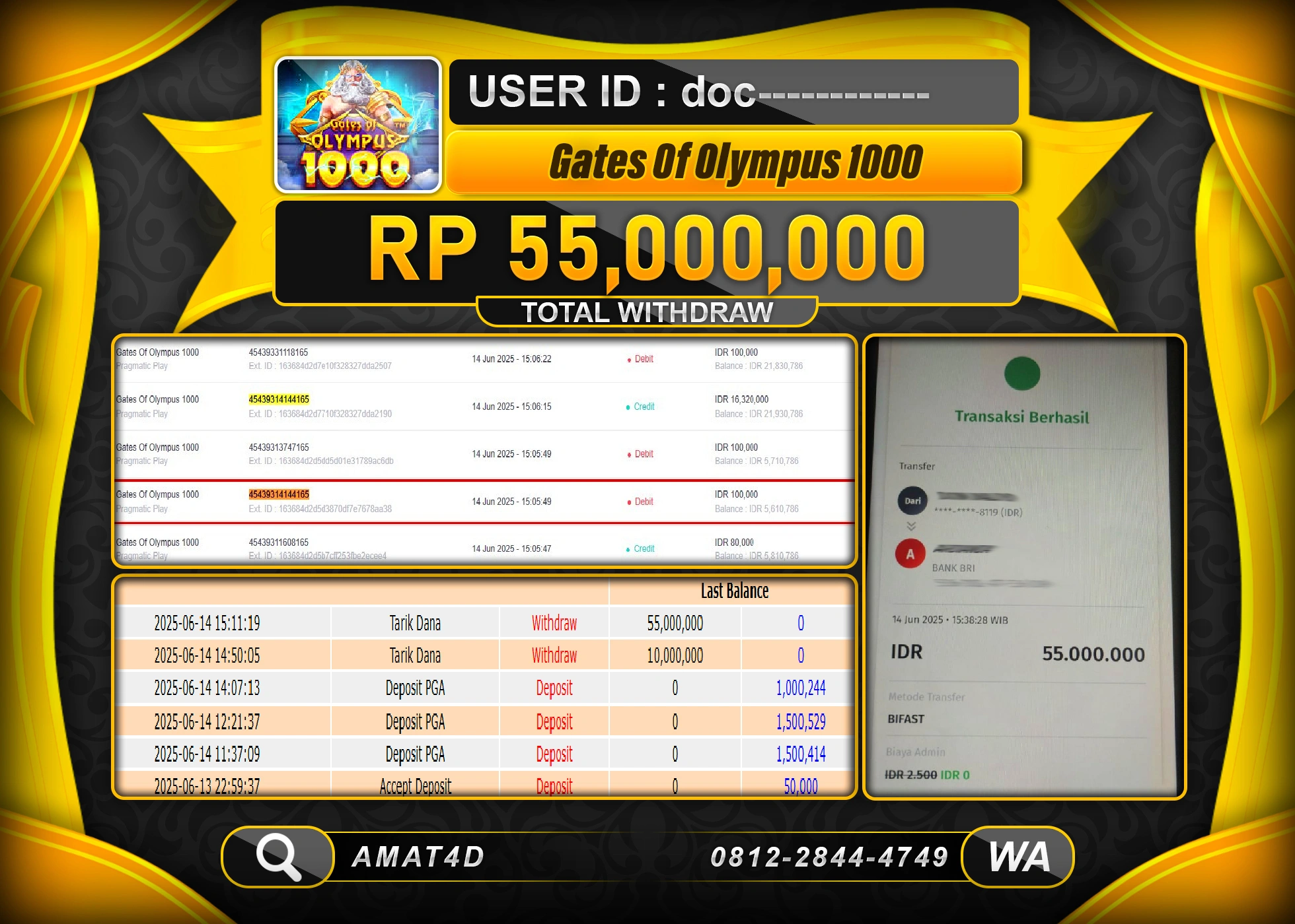 AMAT4D KEMENANGAN GATES OF OLYMPUS 1000 Rp.55.000.000 BERHASIL TERBAYAR LUNAS