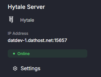 Server ip-address on DatHost Control Panel