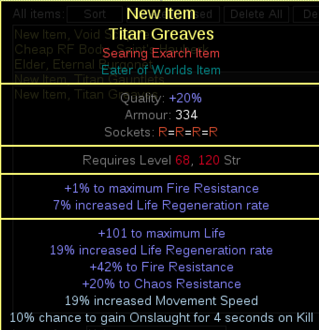 Example crafted Boots