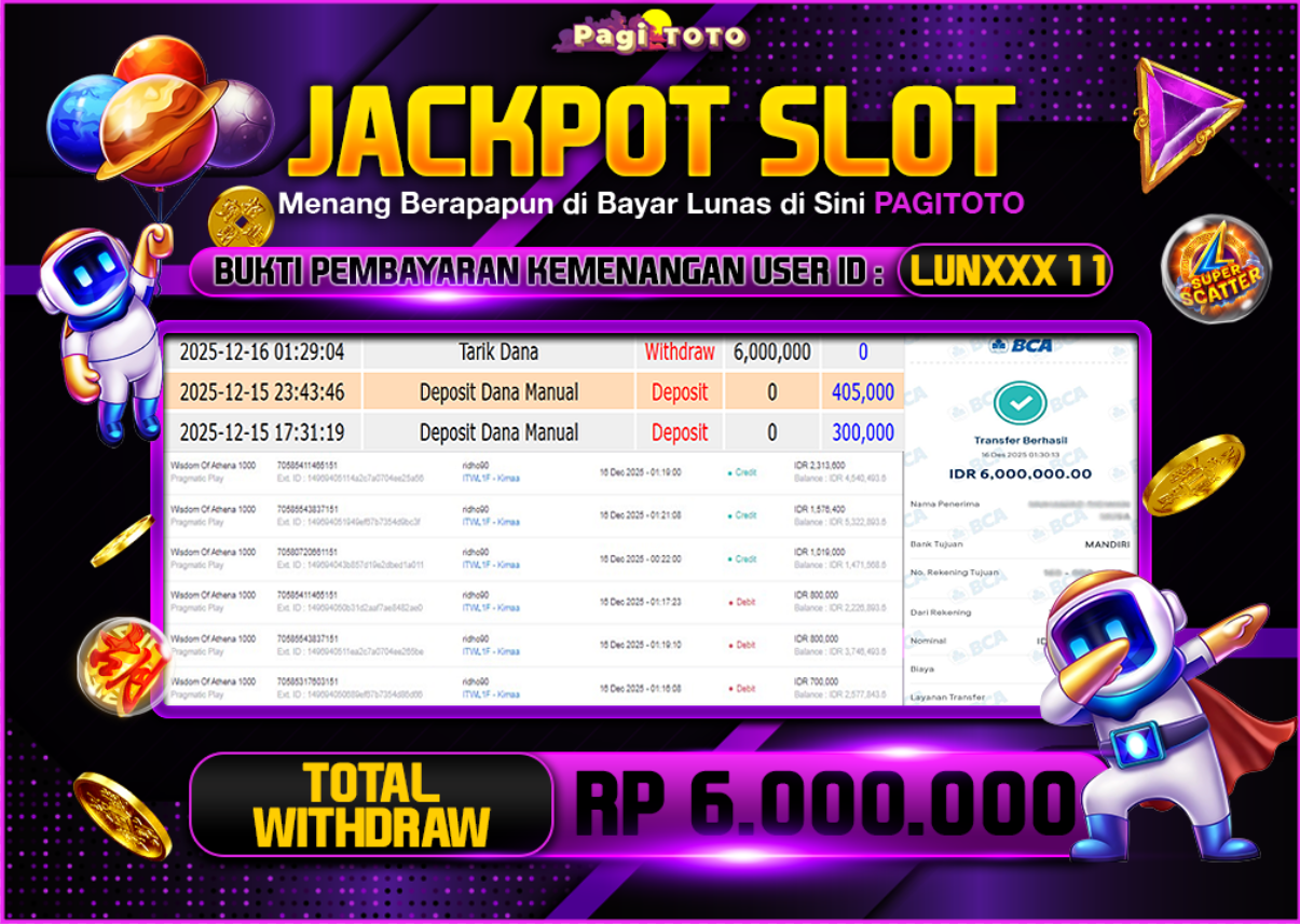 HAPPY JACKPOT MEMBER PAGITOTO SLOT WISDOM OF ATHENA 1000 Rp  6.000.000-, - LUNAS