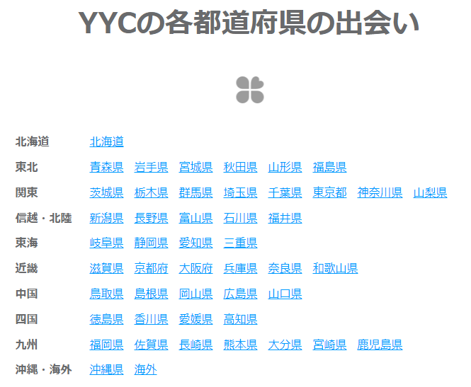 YYCの各都道府県の出会い