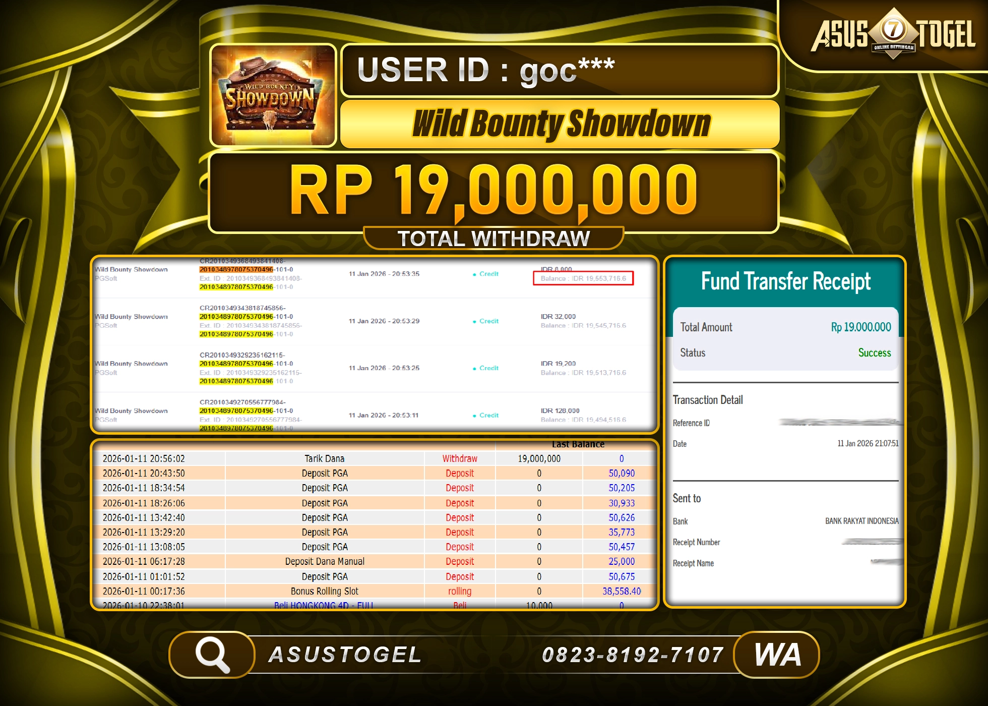 ASUSTOGEL KEMENANGAN DI SLOT WILD BOUNTY SHOWDOWN SEBESAR 19,000,000 - RUPIAH LUNAS