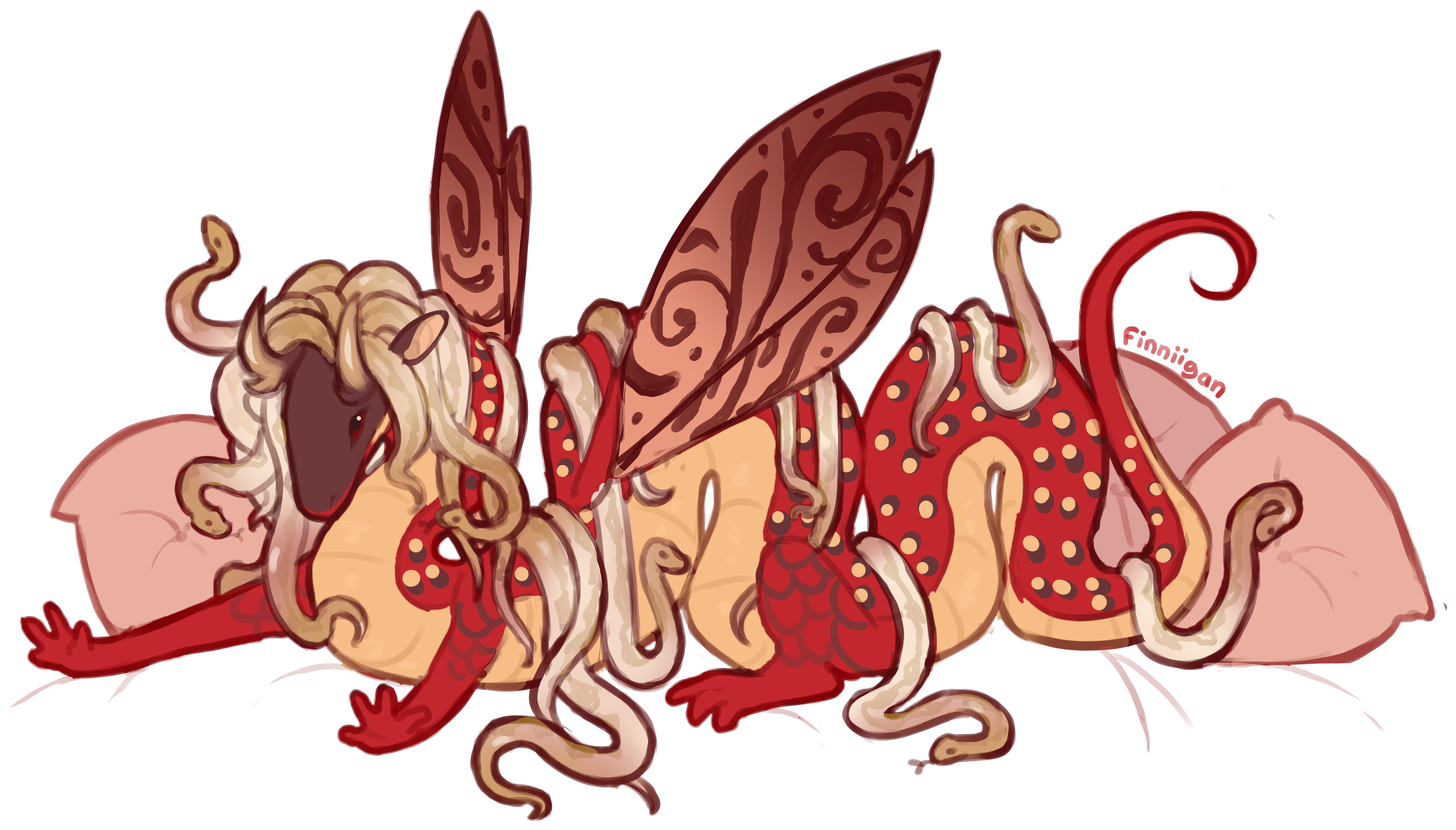 veilspun havin a stretch in their pillow pile