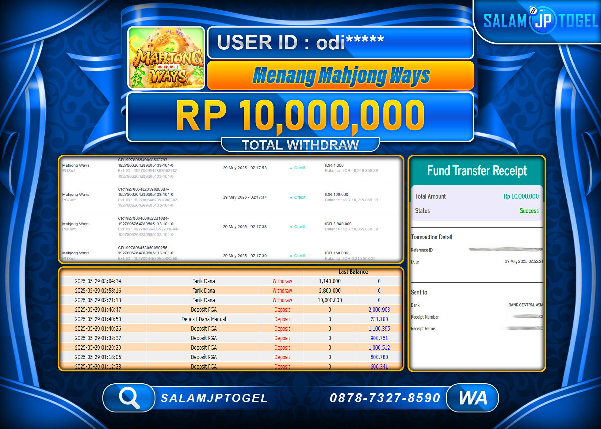 SALAMJPTOGEL MENANG MAHJONG WAYS Rp.10,000,000 LUNAS