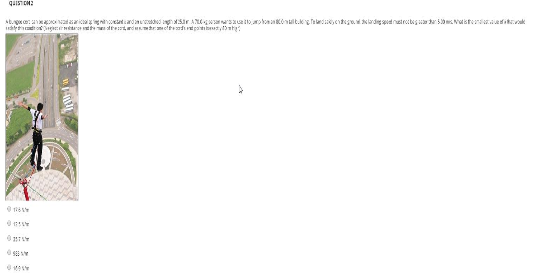 Solved A bungee cord can be approximated as an ideal spring