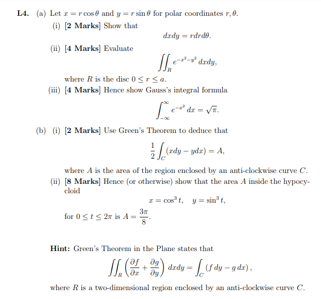L4 A Let X R Cos 8 And Y R Sin 8 For Polar Chegg Com