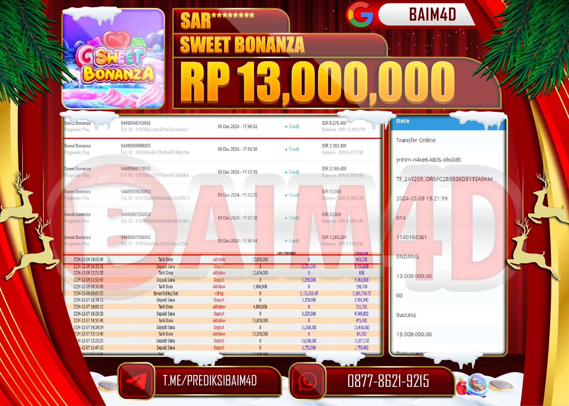 BAIM4D JACKPOT SLOT Sweet Bonanza Rp.13,000,000.- LUNAS