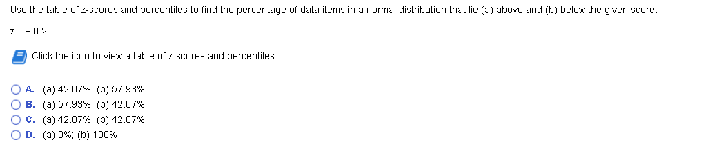 Solved: Use The Table Of Z-scores And Percentiles To Find | Chegg.com