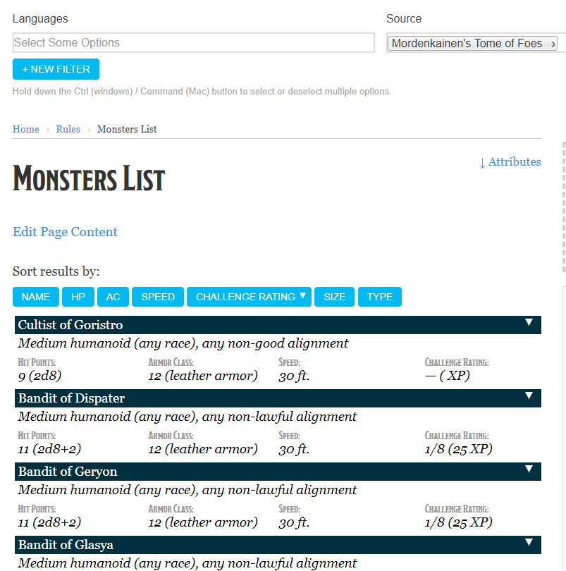 Community Forums Macro To Display Monsters By Cr Roll Online Virtual Tabletop