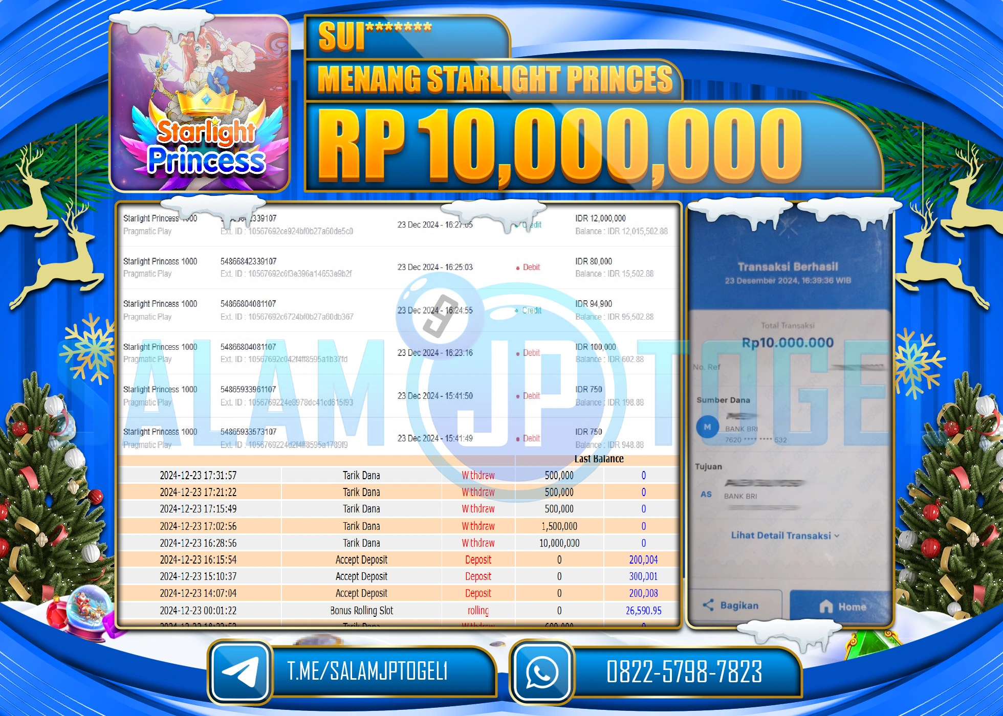 SALAMJPTOGEL MENANG SLOT STARLIGHT PRINCES   Rp.10,000,000 LUNAS
