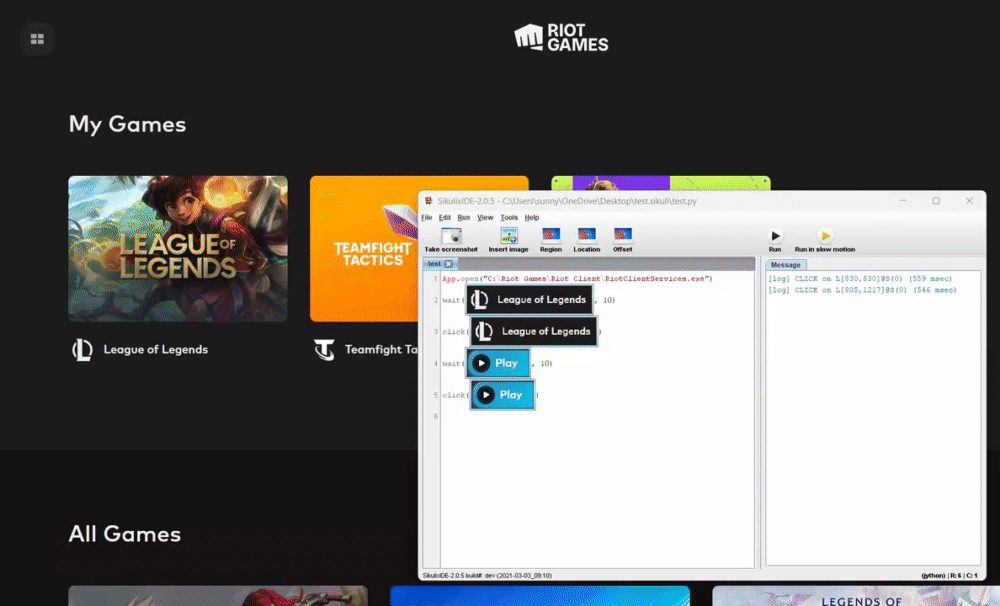 SikuliX script automatically opening League of Legends