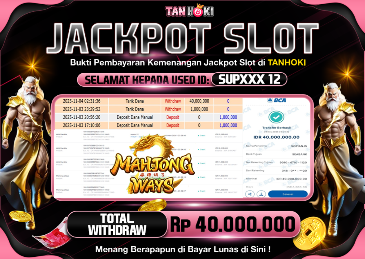 TANHOKI JACKPOT SLOT MAHJONG WAYS Rp..40.000.000,- LUNAS