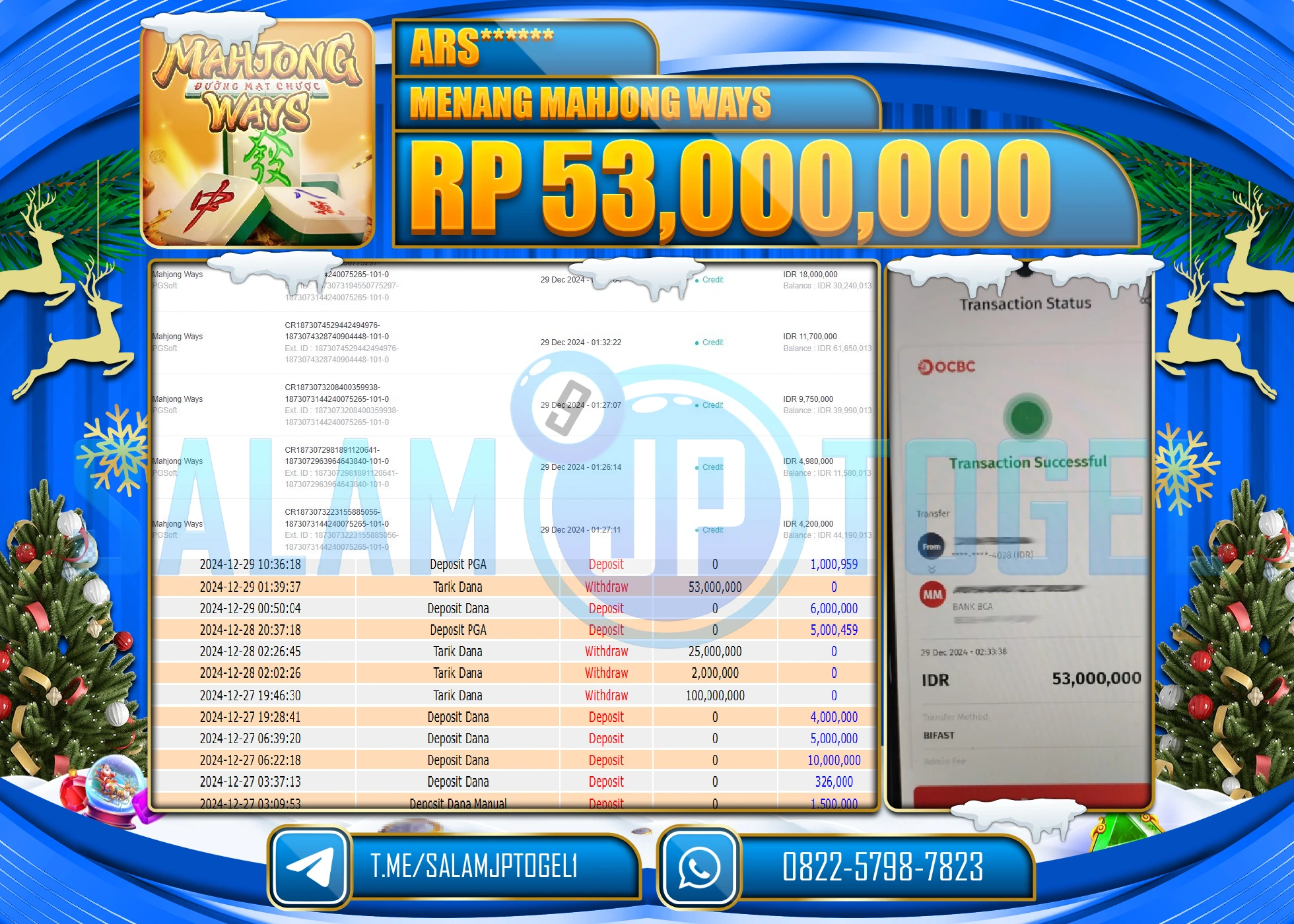 SALAMJPTOGEL MENANG MAHJONG WAYS  Rp.53,000,000 LUNAS