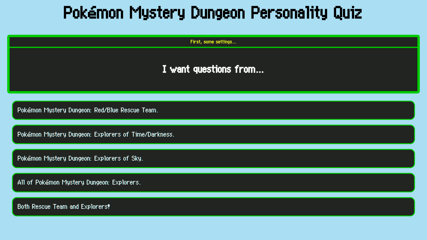 A fairer version of the personality quizzes from Rescue Team and