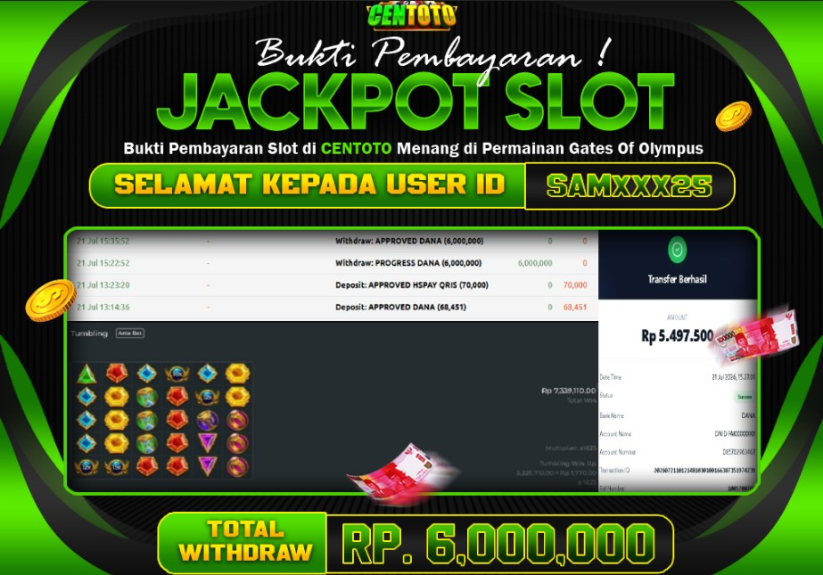 BUKTI JACKPOT LUNAS CENTOTO  RP.6.000.000,-LUNAS