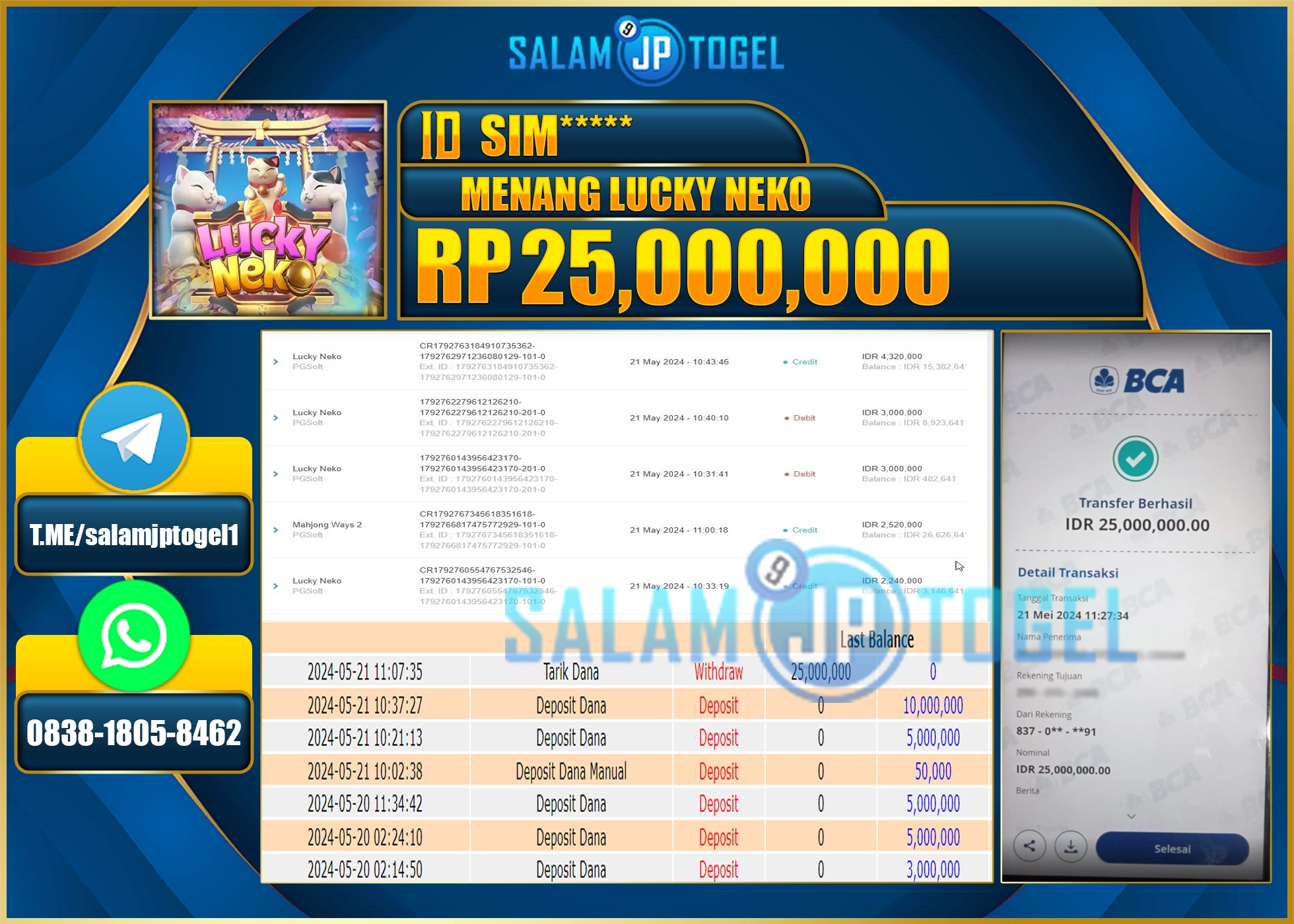 SALAMJPTOGEL MEMBER MENANG Lucky Neko RP. 25,000,000.,- LUNAS
