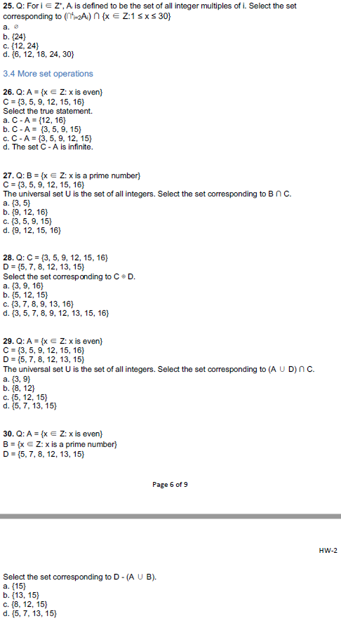 Solved 25 Q Fori Ez A Is Defined To Be The Set Of All Chegg Com