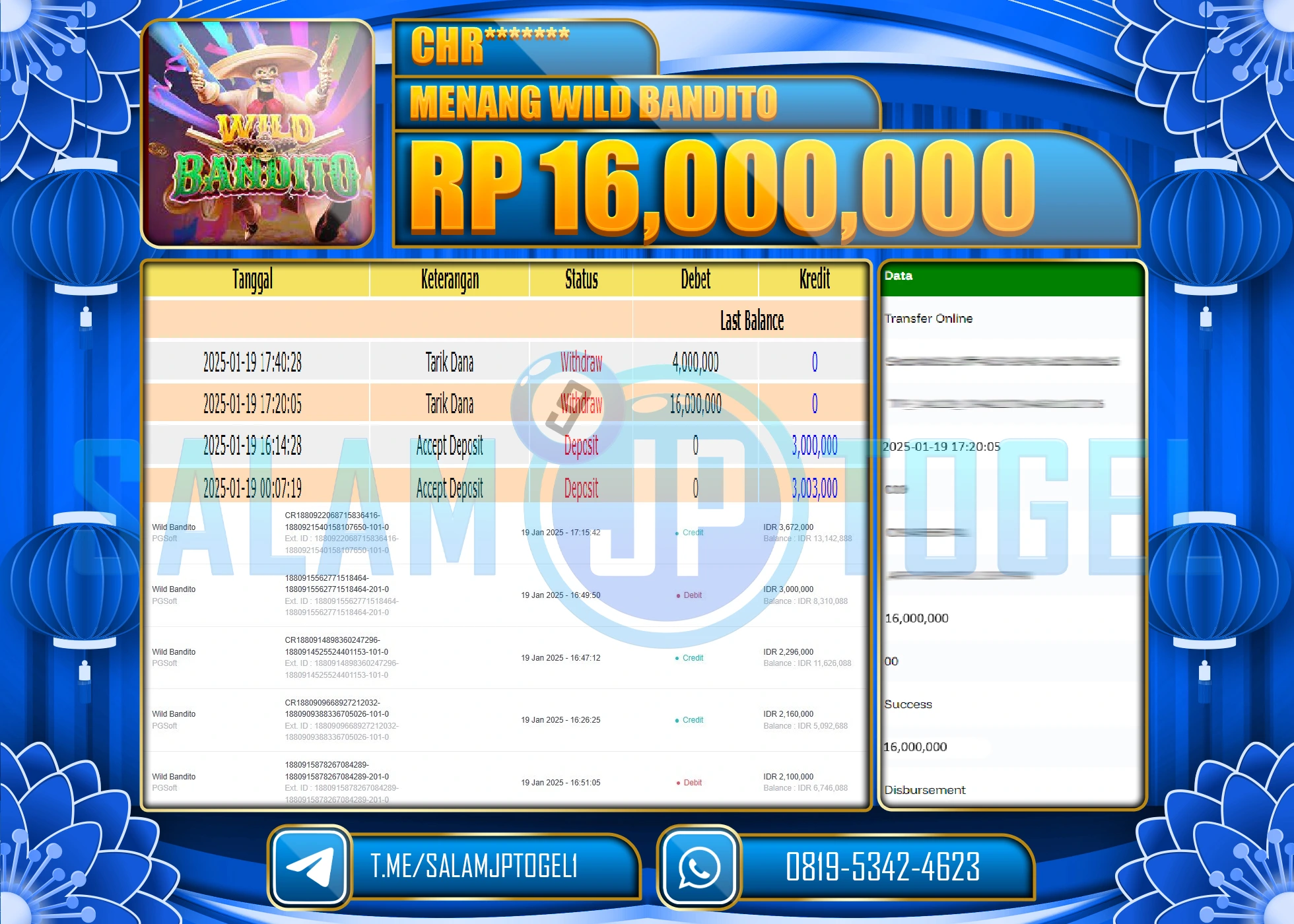 SALAMJPTOGEL MENANG SLOT WILD BANDITO  Rp.16,000,000 LUNAS