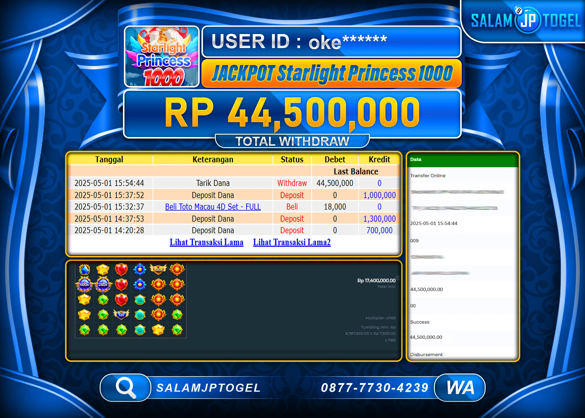 SALAMJPTOGEL MENANG STARLIGHT PRINCESS 1000 Rp.44,500,000 LUNAS